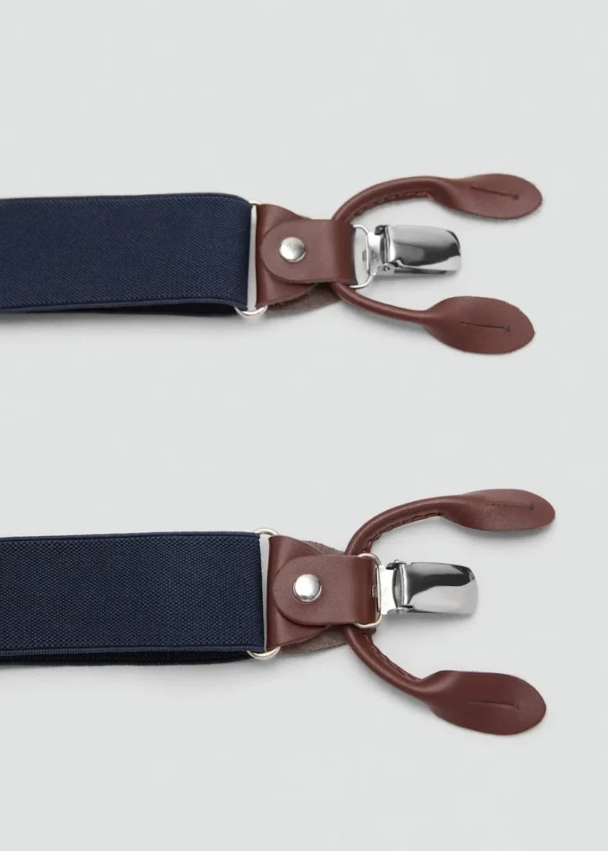Regulowane elastyczne ramiączka z detalami ze skóry
