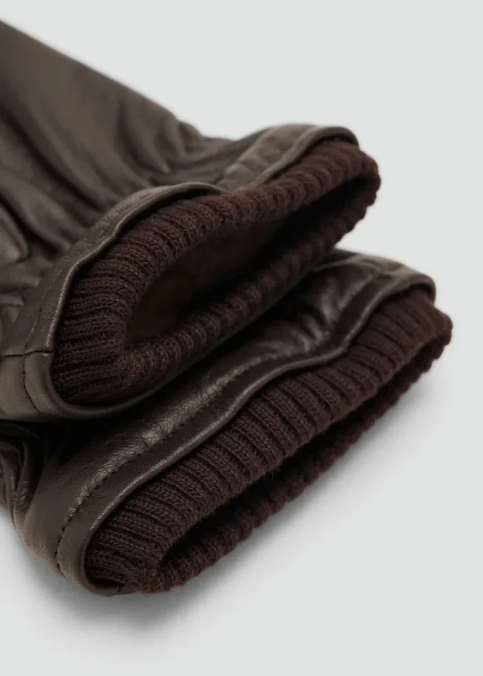 Rękawiczki wykonane w 100% ze skóry z marszczonymi detalami Rękawiczki wykonane w 100% ze skóry z marszczonymi detalami
