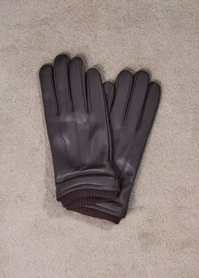 Rękawiczki wykonane w 100% ze skóry z marszczonymi detalami Rękawiczki wykonane w 100% ze skóry z marszczonymi detalami