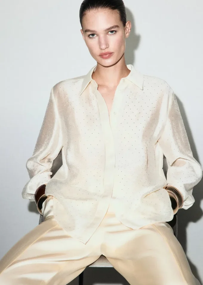 Satynowa koszula z kryształkami Satynowa koszula z kryształkami