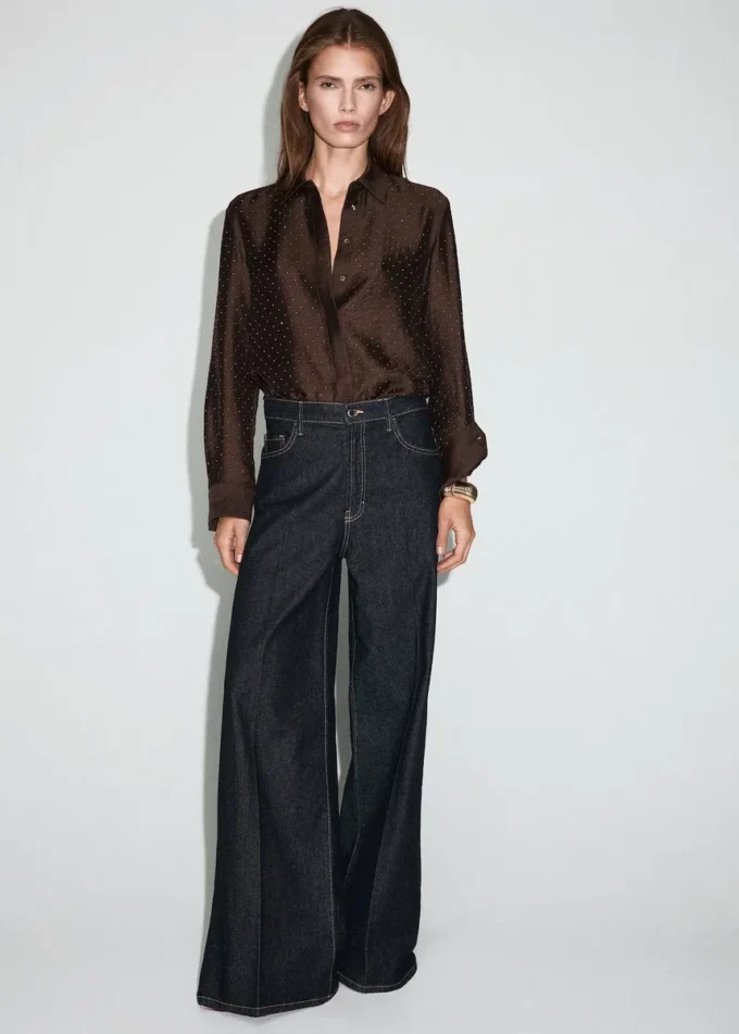 Satynowa koszula z kryształkami Satynowa koszula z kryształkami