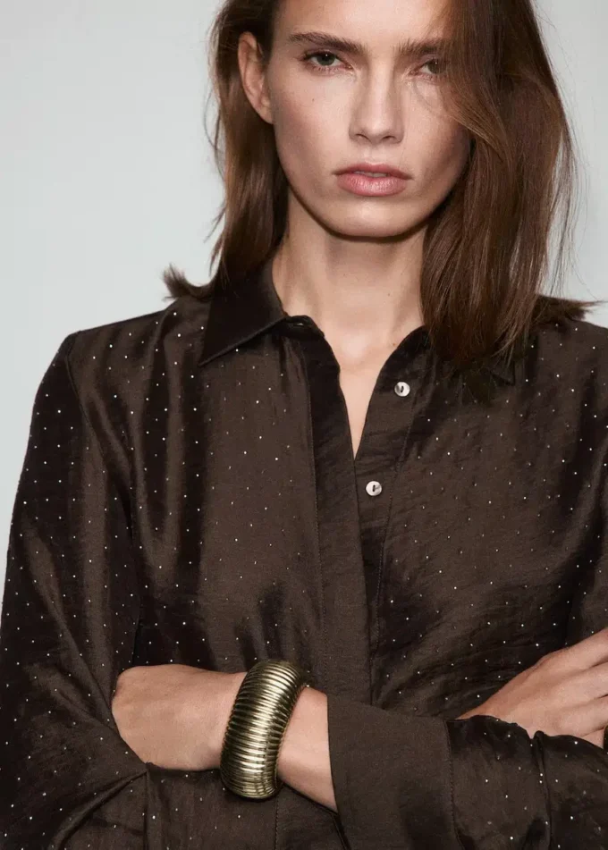 Satynowa koszula z kryształkami Satynowa koszula z kryształkami