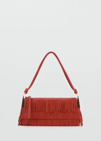 Skórzana torba na ramię z frędzlami