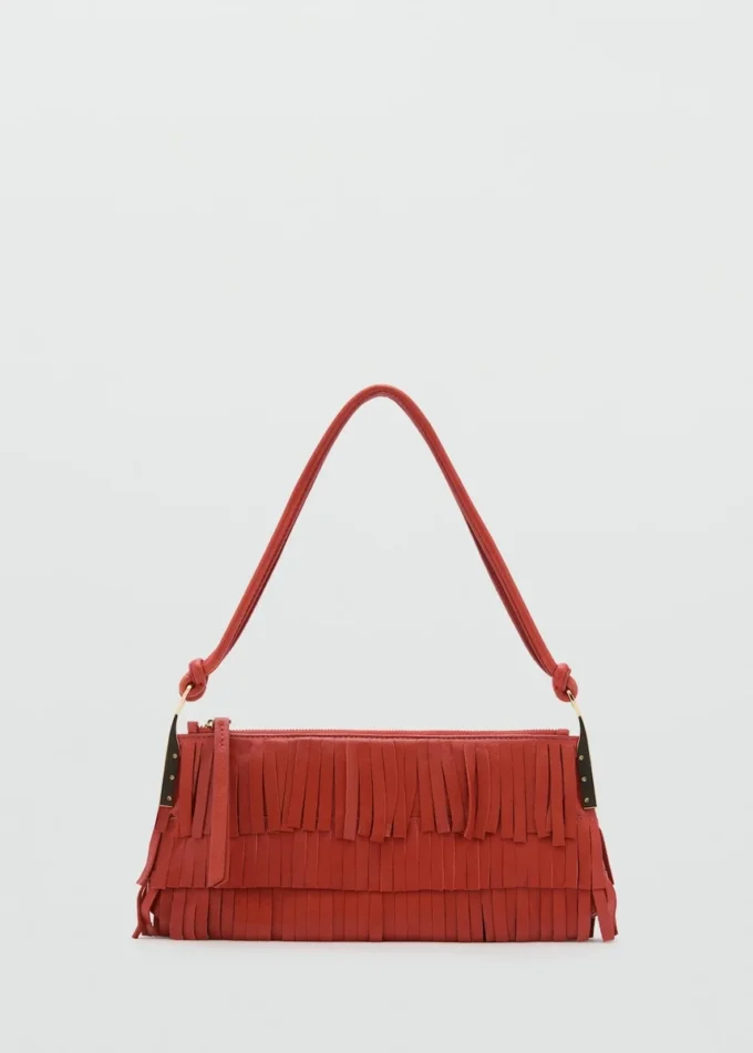 Skórzana torba na ramię z frędzlami Skórzana torba na ramię z frędzlami