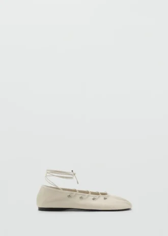 Skórzane baleriny z krzyżującymi się paskami