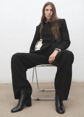 Skórzane botki na grubym obcasie