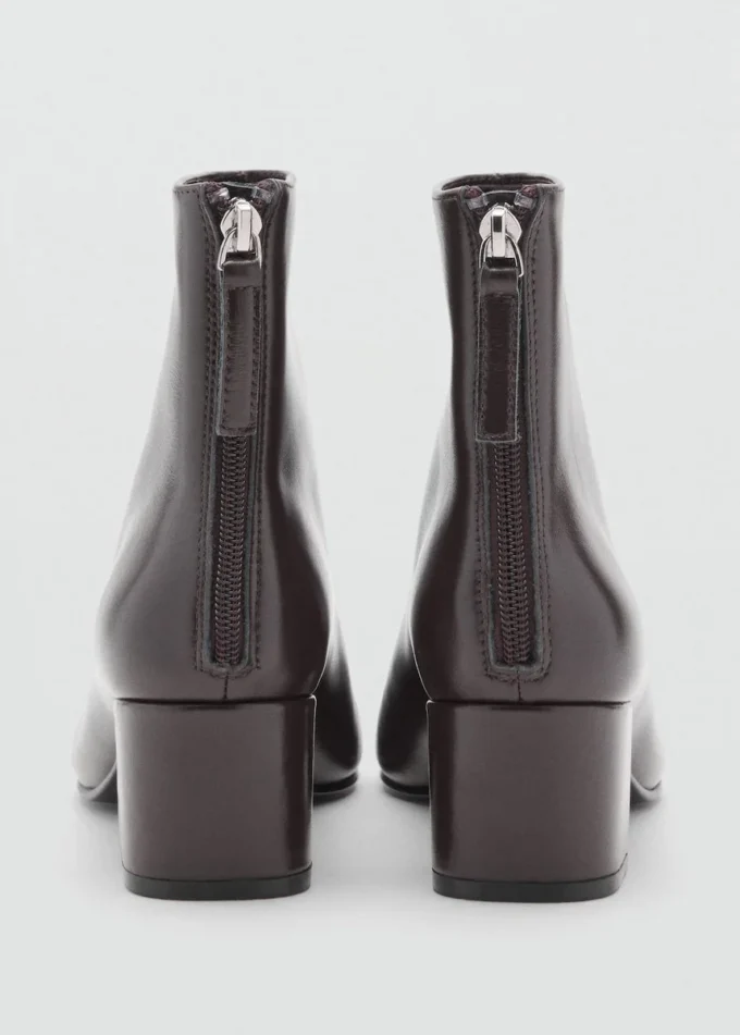 Skórzane botki na grubym obcasie Skórzane botki na grubym obcasie