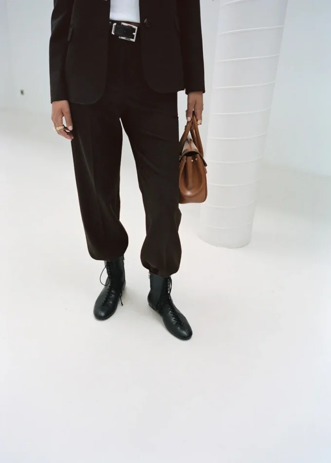 Skórzane botki sznurowane Skórzane botki sznurowane