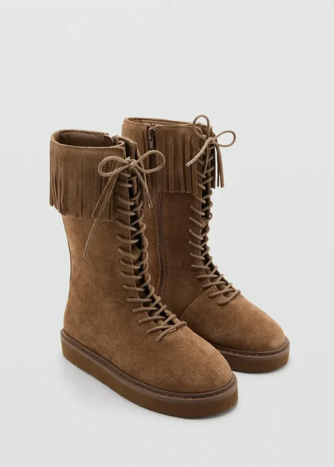 Skórzane botki z frędzlami Skórzane botki z frędzlami