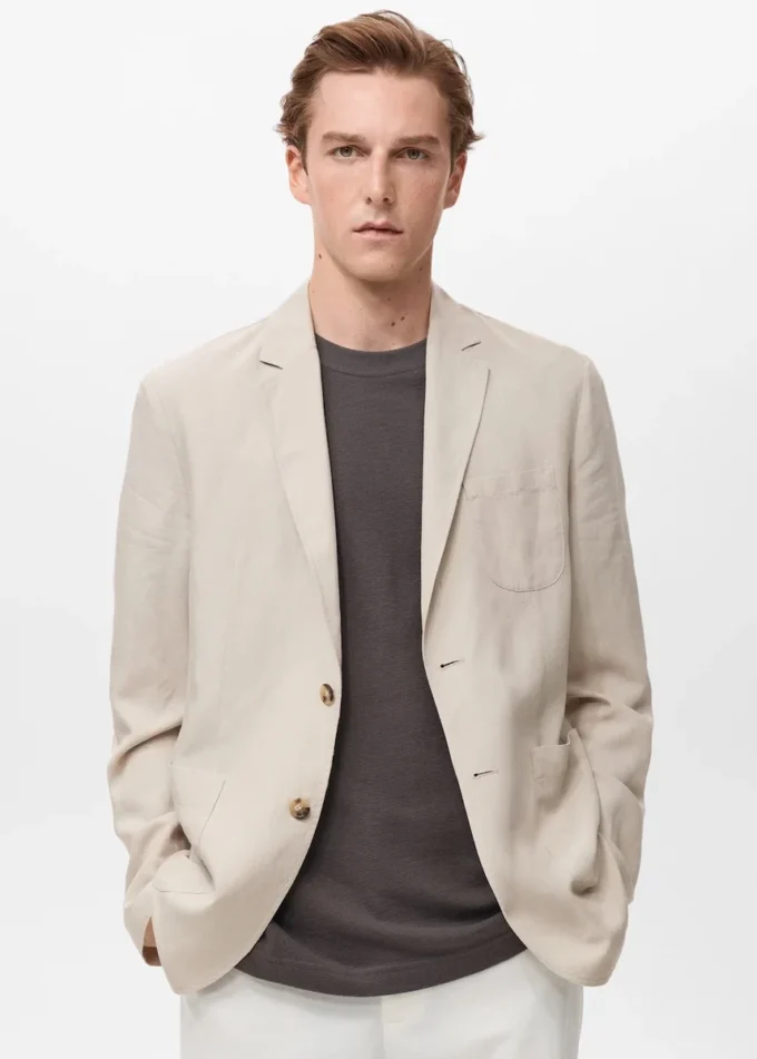 Slim fit lniana marynarka