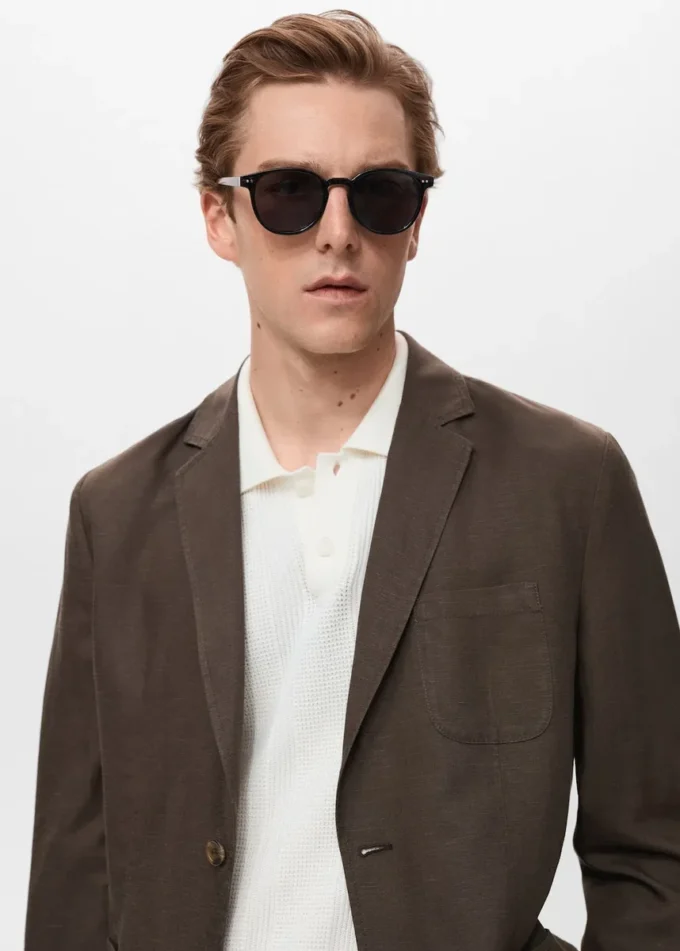 Slim fit lniana marynarka