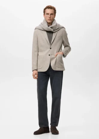 Slim fit marynarka z wełnianej tkaniny w drobne cętki Slim fit marynarka z wełnianej tkaniny w drobne cętki