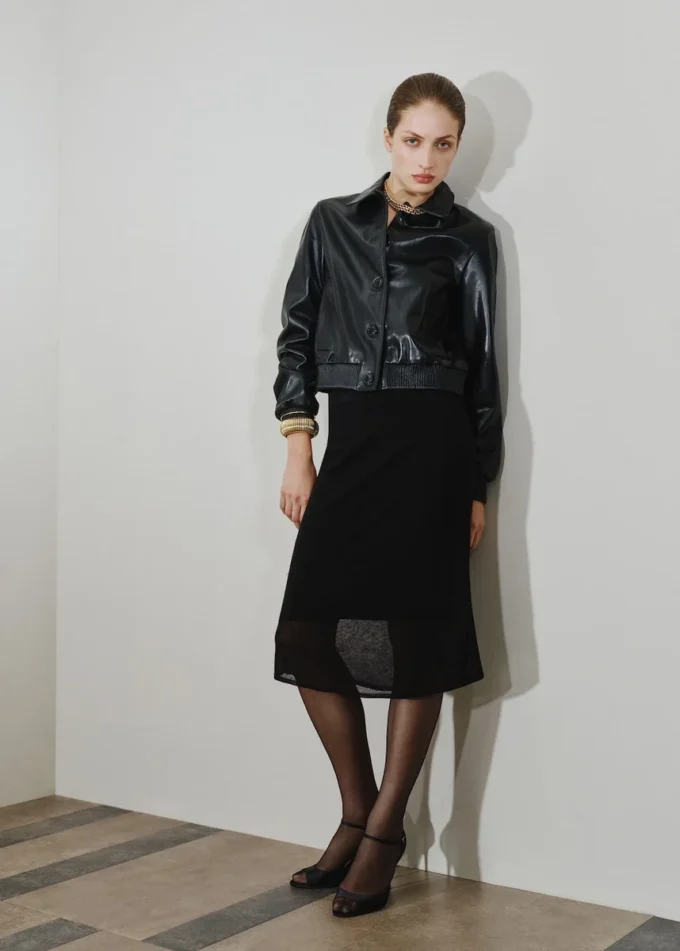 Spódnica midi z prążkowanej dzianiny Spódnica midi z prążkowanej dzianiny