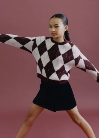 Dzianinowy kardigan w romby