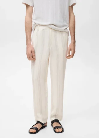 Spodnie 100% len z elastycznym pasem