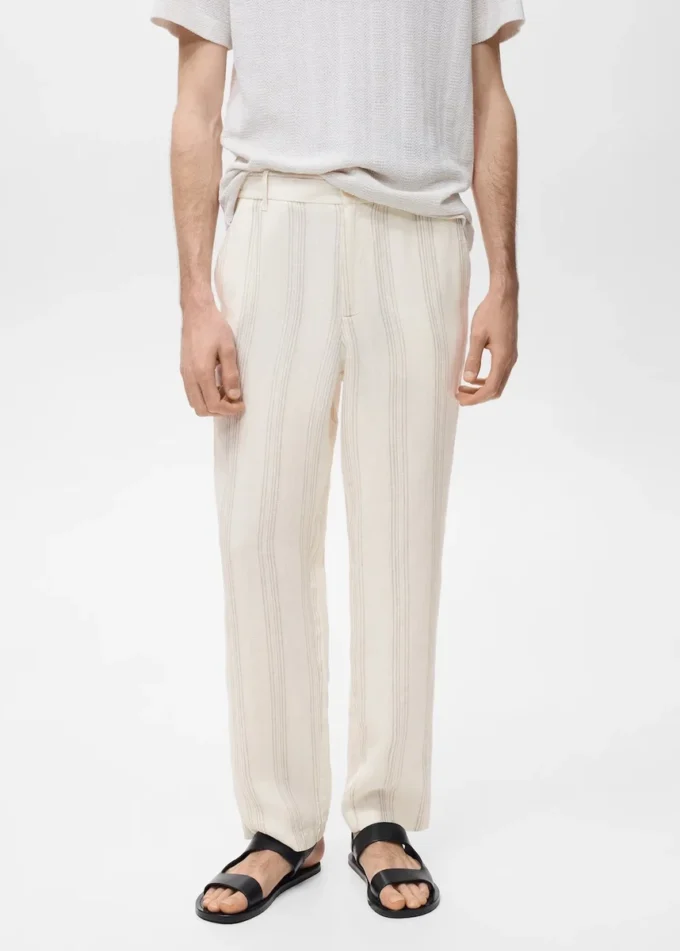 Spodnie 100% len z elastycznym pasem