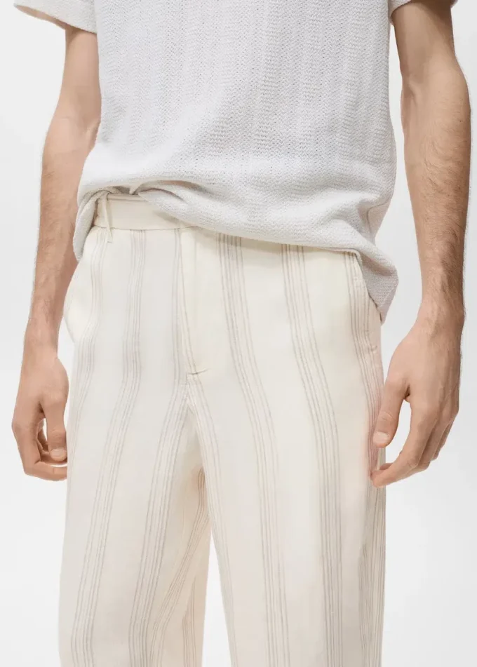 Spodnie 100% len z elastycznym pasem