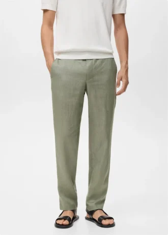 Spodnie slim fit ze 100% lnu