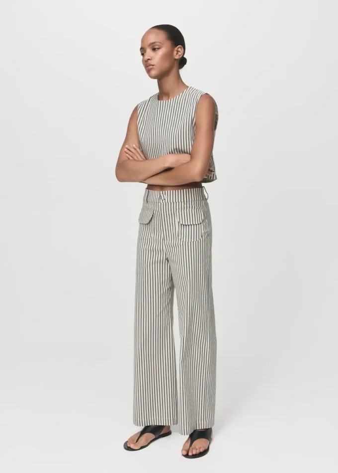 Spodnie w paski z kieszeniami Spodnie w paski z kieszeniami