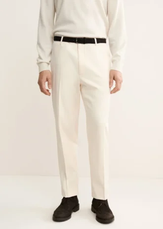 Spodnie z bawełny o regularnym kroju z zakładkami