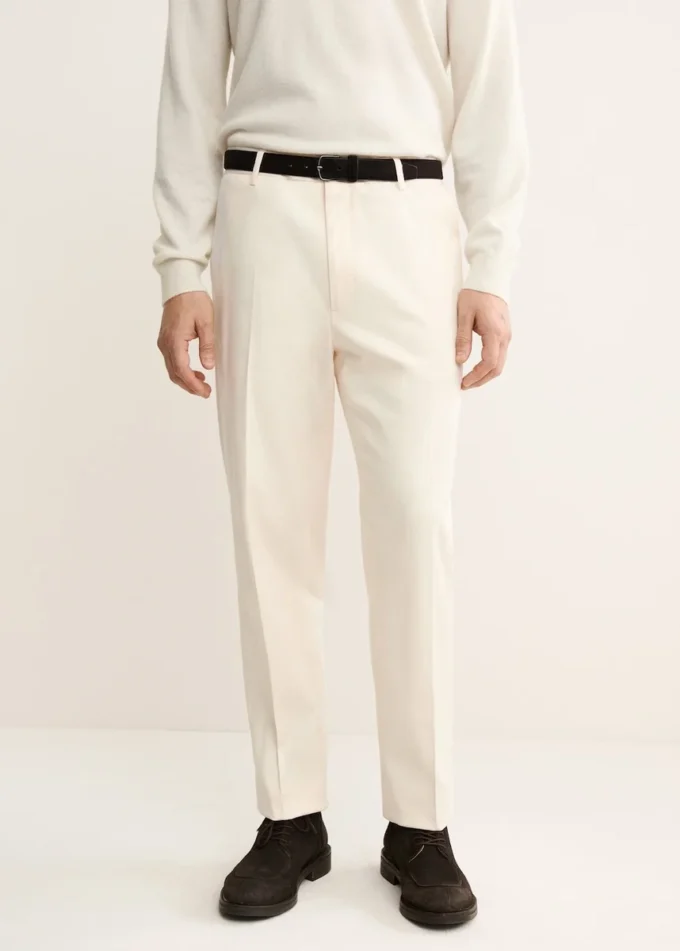 Spodnie z bawełny o regularnym kroju z zakładkami Spodnie z bawełny o regularnym kroju z zakładkami