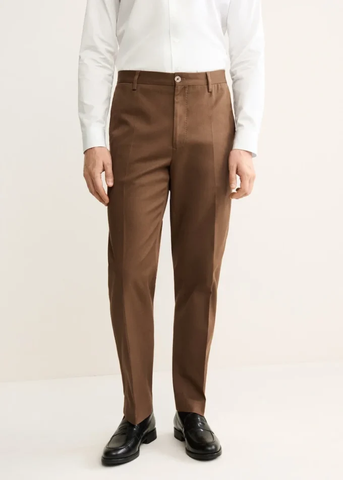 Spodnie z bawełny o regularnym kroju z zakładkami Spodnie z bawełny o regularnym kroju z zakładkami