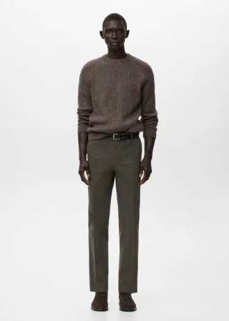 Spodnie z flaneli o dopasowanym kroju