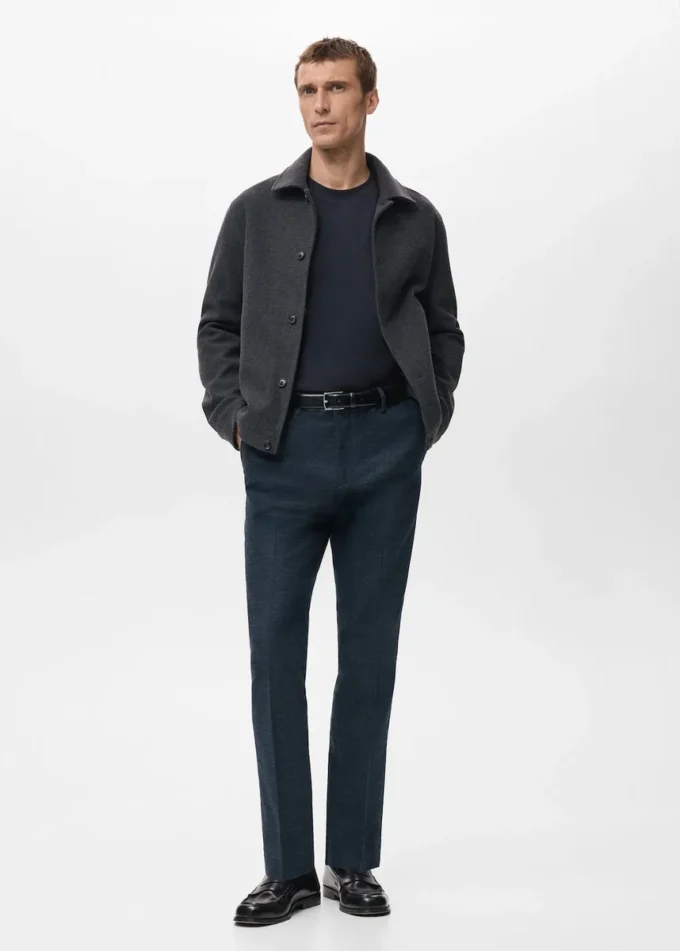 Spodnie z flaneli o dopasowanym kroju Spodnie z flaneli o dopasowanym kroju