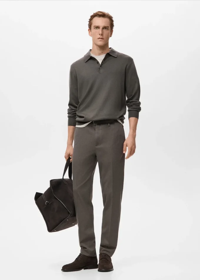 Spodnie z flaneli o dopasowanym kroju Spodnie z flaneli o dopasowanym kroju