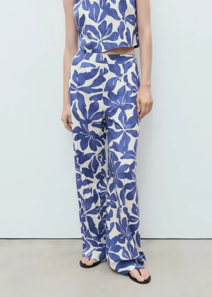 Spodnie z mieszanki lnu z nadrukiem Spodnie z mieszanki lnu z nadrukiem