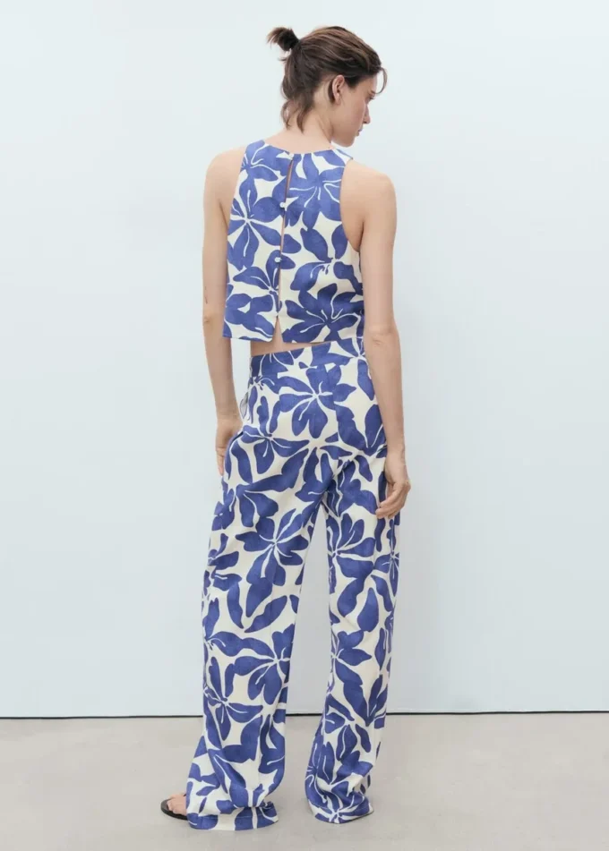 Spodnie z mieszanki lnu z nadrukiem Spodnie z mieszanki lnu z nadrukiem