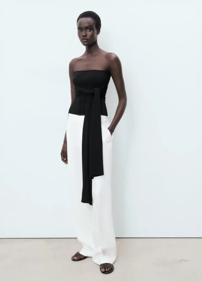 Spodnie z plisami z mieszanki lnu Spodnie z plisami z mieszanki lnu