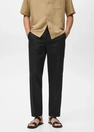 Spodnie z prostymi nogawkami, wykonane z mieszanki lnu i lyocellu