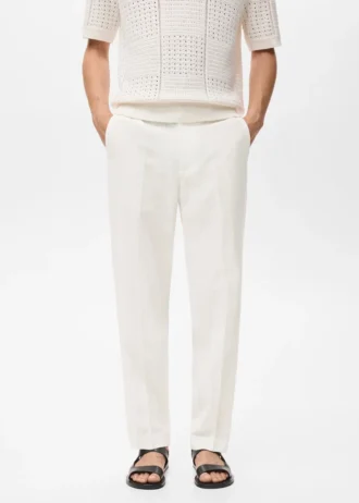 Spodnie z prostymi nogawkami, wykonane z mieszanki lnu i lyocellu