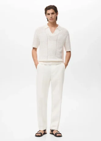 Spodnie z prostymi nogawkami, wykonane z mieszanki lnu i lyocellu