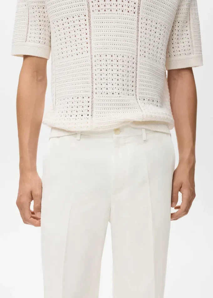 Spodnie z prostymi nogawkami, wykonane z mieszanki lnu i lyocellu Spodnie z prostymi nogawkami, wykonane z mieszanki lnu i lyocellu