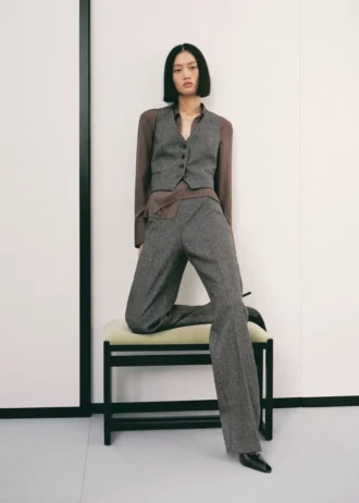 Spodnie z wełnianej mieszanki w cętki Spodnie z wełnianej mieszanki w cętki