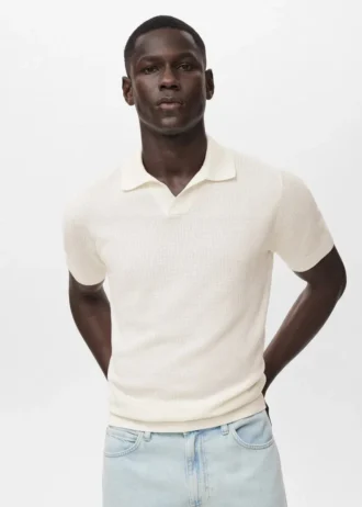Strukturalna bawełniana koszulka polo z dzianiny Strukturalna bawełniana koszulka polo z dzianiny