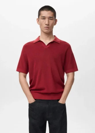 Strukturalna bawełniana koszulka polo z dzianiny Strukturalna bawełniana koszulka polo z dzianiny