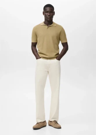 Strukturalna bawełniana koszulka polo z dzianiny Strukturalna bawełniana koszulka polo z dzianiny