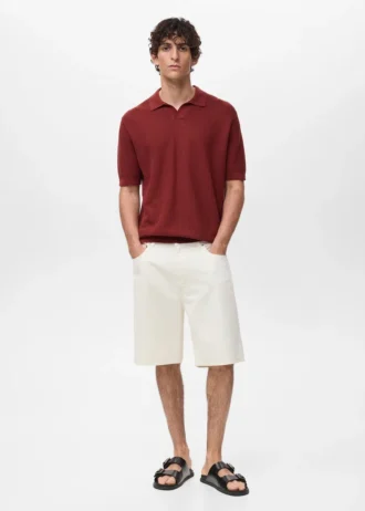 Strukturalna bawełniana koszulka polo z dzianiny Strukturalna bawełniana koszulka polo z dzianiny