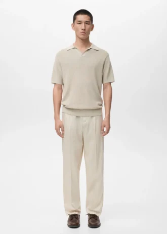 Strukturalna bawełniana koszulka polo z dzianiny