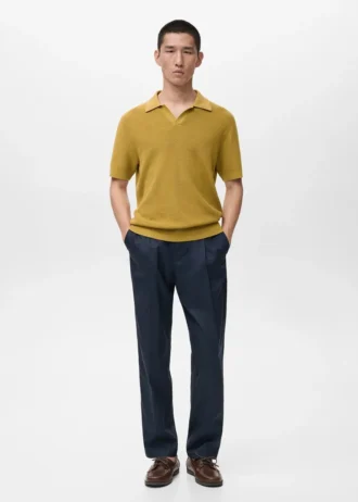 Strukturalna bawełniana koszulka polo z dzianiny Strukturalna bawełniana koszulka polo z dzianiny