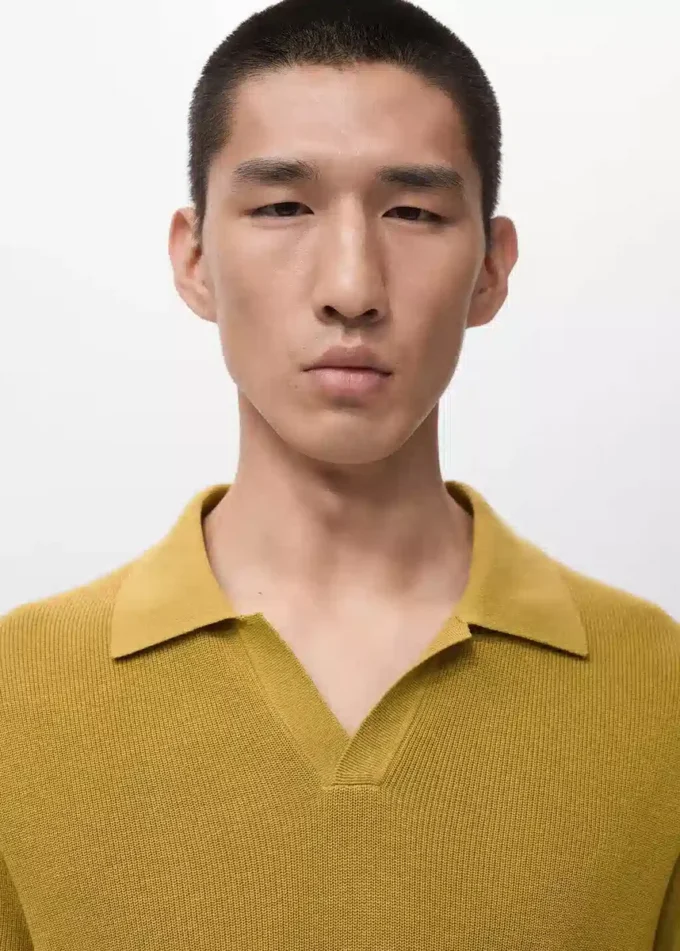 Strukturalna bawełniana koszulka polo z dzianiny Strukturalna bawełniana koszulka polo z dzianiny