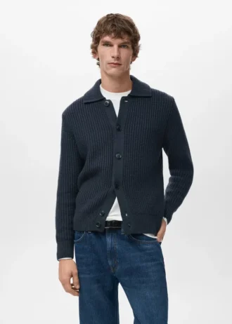 Strukturalny kardigan z mieszanki wełny