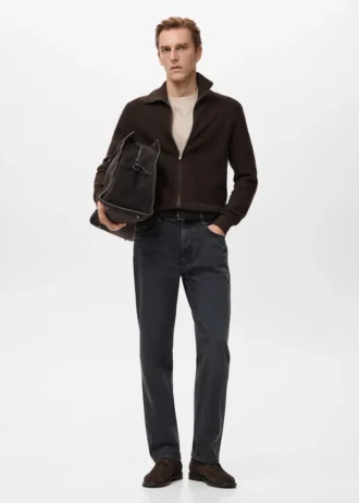 Strukturalny sweter z dzianiny z zamkiem błyskawicznym