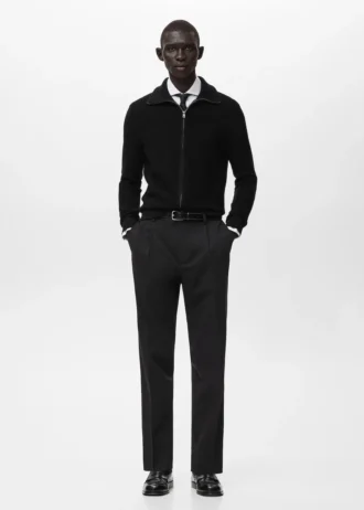 Strukturalny sweter z dzianiny z zamkiem błyskawicznym