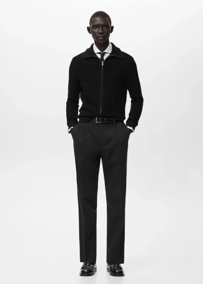 Strukturalny sweter z dzianiny z zamkiem błyskawicznym Strukturalny sweter z dzianiny z zamkiem błyskawicznym