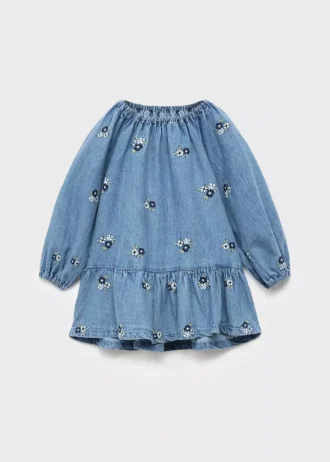 Sukienka dżinsowa z haftowanym kwiatem