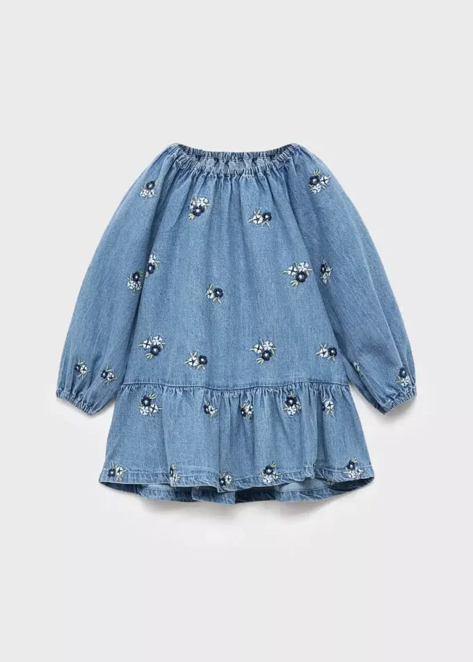 Sukienka dżinsowa z haftowanym kwiatem